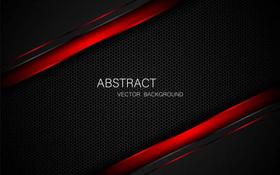 Dark steel mesh abstract background with black and red polygon shapes, free space for design. modern technology innovation concept background	