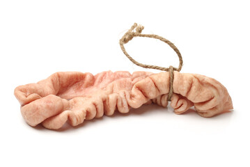 Boiled pig's organs on white background