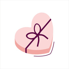 Template with heart gift box for scrapbooking, romantic design, posters, greeting cards, announcements, advertisement, labels