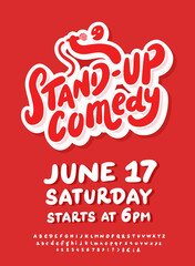 Stand up comedy. Vector lettering poster template.
