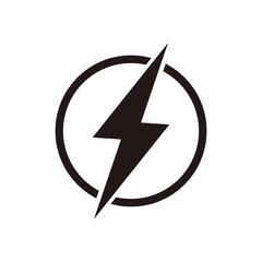 Lightning bolt in the circle icon. Energy sign isolated on white background