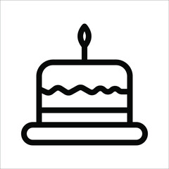 birthday cake icon in trendy flat design, on white background.