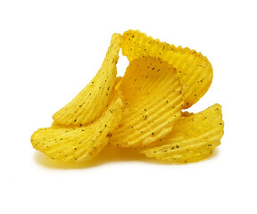 potato chips with spice on white background