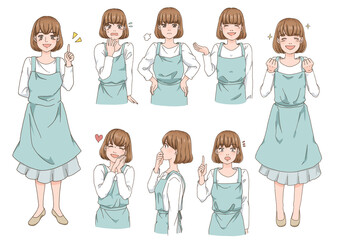 アニメ調の若い主婦のイラスト