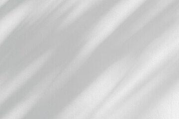 Abstract  light shadow of leaf blurred background. Natural diagonal leaves tree branch shadows and sunlight on white wall. Shadow overlay effect foliage mockup