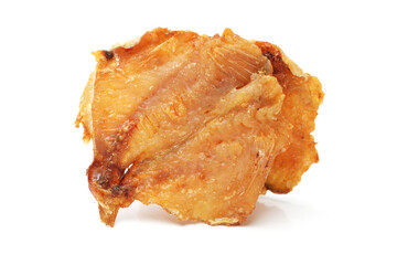 Dried fish slice on white backgroun