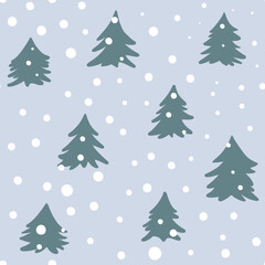 christmas trees background,  winter trees pattern, set of christmas trees