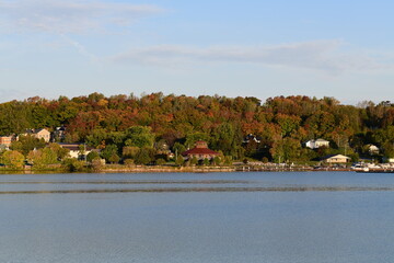 Fototapeta premium autumn landscape with trees and lake