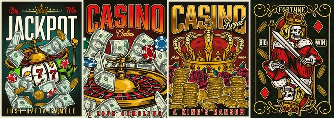 Casino colorful vintage posters