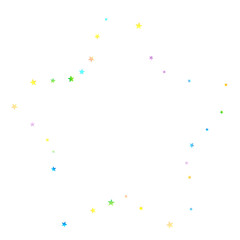 Rainbow Festive Confetti. Carnival Star Falling.