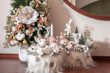 Christmas decorations with angel trees, candles 