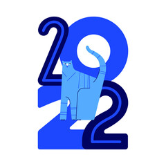 Happy new year 2022 year of tiger. Drawing tiger for poster, brochure, banner, invitation card. Vector isolated illustration