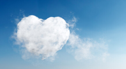 Naklejka na ściany i meble Cloud heart shape on blue sky.