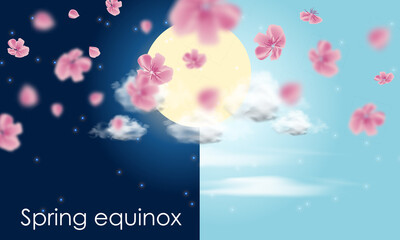 The vernal equinox falls on March 20. In the northern hemisphere, the day becomes longer than the night. Nowruz is called the date of the Persian New Year. - obrazy, fototapety, plakaty