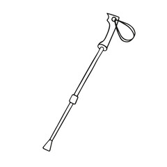 vector doodle icon hiking stick, sports equipment, isolated