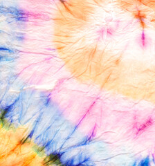 Orange Psychedelic Kaleidoscope. Dyed Color