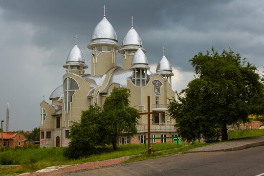 "Space" building of the Church of St. Elijah in Truskavets. Ukraine