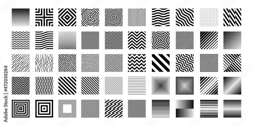 Leinwandbilder set of geometric square patterns. collection of abstract shape elements. memphis graphic vector desi