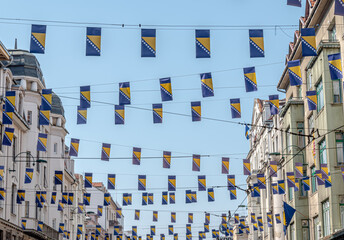 Thousands Bosnian flags on Marsala Tita street for Independence Day