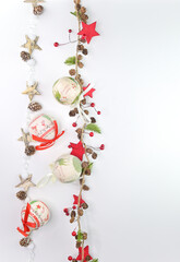 Christmas warm background with different ornaments and objects for creating art