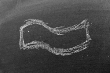 White color chalk hand drawing in wavy banner shape on black board background
