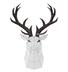 low poly wireframe stag, deer, 3d render
