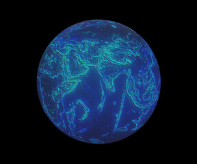 Abstract Earth globe isolated on black background, 3d rendered