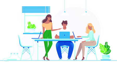 Team Works in the Office For Laptops