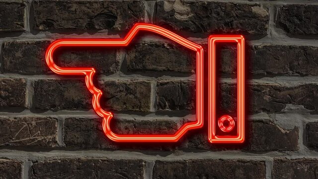 Detailansicht einer Leuchtreklame an einer Mauer mit der Aufschrift Herberge 