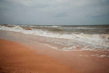 Stormy rain clouds over sea