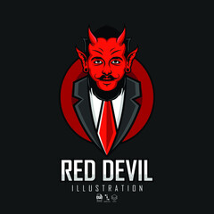 RED DEVIL ILLUSTRATION WITH A GRAY BACKGROUND