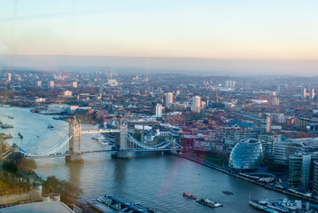 Fototapeta na wymiar Cityscape with the Tower Bridge viewed from Sky Garden of Walkie Talkie skyscraper, London, England, UK
