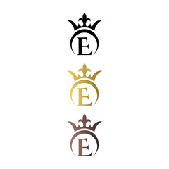 letter E with crown luxury logo letter mark free stock vector