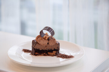 Hazelnut dark chocolate layer stick, delicacy dessert