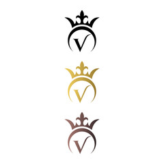 letter V with crown luxury logo letter mark free stock vector