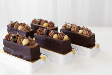 Hazelnut dark chocolate layer stick, delicacy dessert