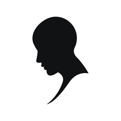 Human head without hair, profile, silhouette. Vector illustration, flat cartoon minimal design isolated on white background, eps 10