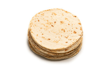 Grilled pitta bread isolated on white background.