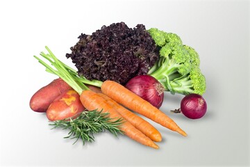 Set of spices for vegetable, carrot slices, parsley, onion and other