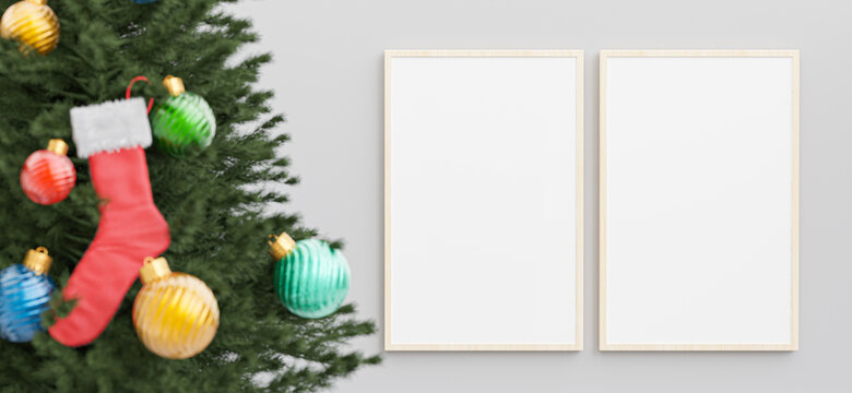 picture frame with christmas concept,blur foreground