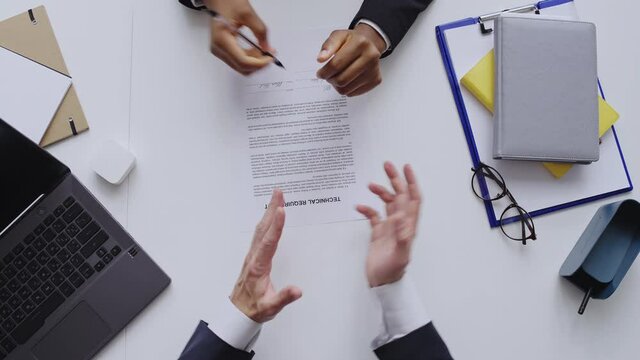 Manufacturer and buyer signing technical requirement, partnership. Lorem ipsum