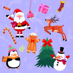 Merry Christmas. Santa Claus, pine tree vector. Happy new year
