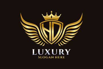 Luxury royal wing Letter HD crest Gold color Logo vector, Victory logo, crest logo, wing logo, vector logo template.