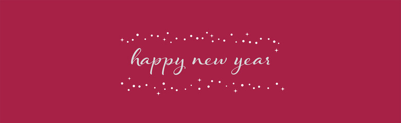 Happy new year banner. Calligraphy text with snowflakes. Space for text. Vector illustration.