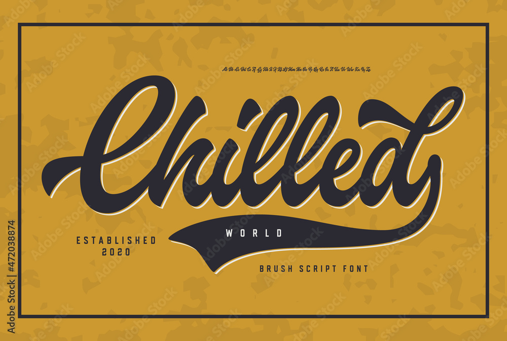 Poster chilled typeface. original retro script font. vector
