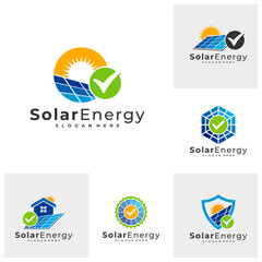Fototapeta na wymiar Set of Check Solar logo vector template, Creative Solar panel energy logo design concepts