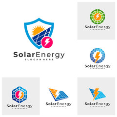 Fototapeta na wymiar Set of Solar energy logo vector template, Creative Solar panel energy logo design concepts