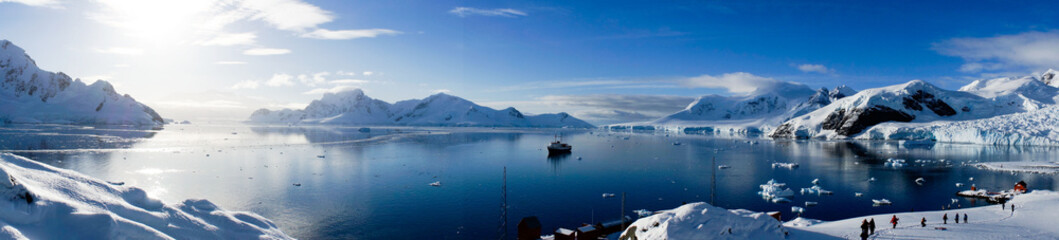 Ocean and Ice Landscapes with snow and icebergs from Paradise Bay in Antarctica. © Christopher