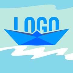 paper boat origami logo can be used for logos, icons