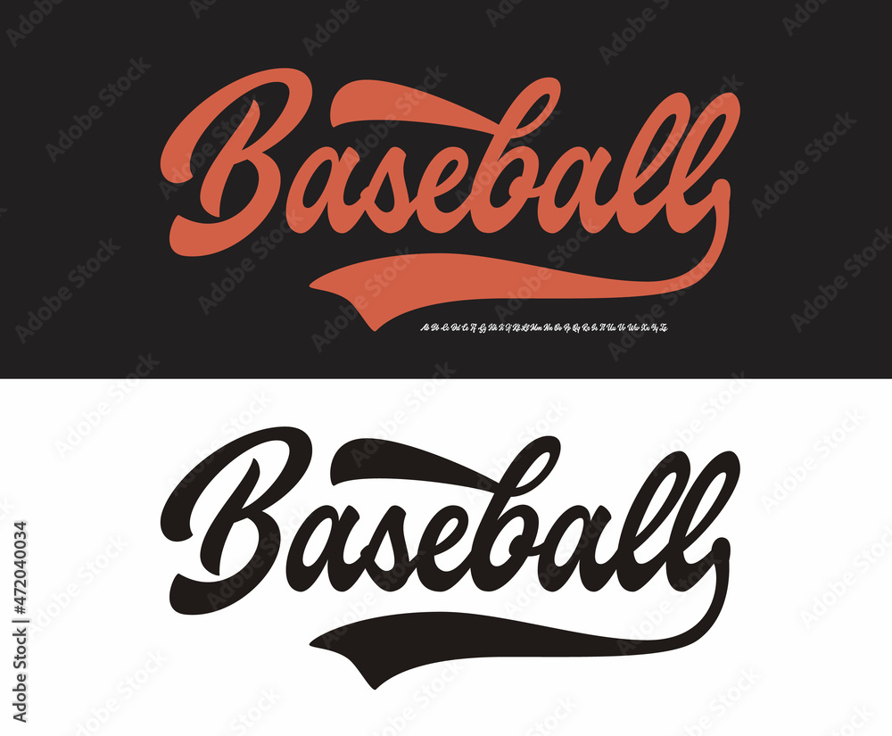Aufkleber baseball typeface. original retro script font. vector